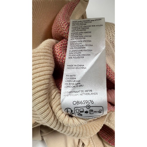 ANTHROPOLOGIE Medium Bow-Back Tan Rose Ruffled Sleeveless Ribbed Sweater Tank - Picture 7 of 9